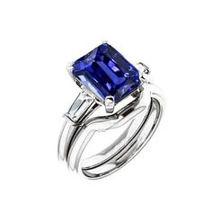 METAL SPECIFICATIONS White Gold 14K STONE SPECIFICATIONS Stone Name : Blue Sapphire and Diamond Stone Cut : Radiant and Baguette Stone Details : There is one radiant cut sapphire approx. 1.50 carats (Approx. Size 7 x 6 mm) and two baguette diamonds approx. 0.12 carats each (Approx. Size 3 x 2 mm) in the set. Natural earth mined stones. Color : G Clarity : VVS1 Quality of Sapphire : AAA Sapphire Treatment : Heated Total : Approx. 1.75 Carats RING SPECIFICATIONS Size : 6.5 (Can ship in any size, p Baguette Diamond Ring, Emerald Blue, Diamond Ring Set, Baguette Diamond Rings, Baguette Diamonds, Diamond Ring Settings, Radiant Cut, Natural Earth, Stone Cuts