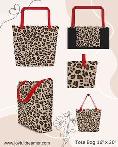 This is a large trendy tote bag with dimensions of 16 inches by 20 inches, and one interior pocket, featuring an adorable leopard animal print. It is perfect for carrying your groceries, books, or other items, going to the beach, while also showing off your love for a wild animal. The bag is made of durable material and has a spacious interior, making it ideal for everyday use. • 100% polyester • Maximum weight limit – 44lbs (20kg) • Large inside pocket • Comfortable cotton webbing handles • Vib Going To The Beach, Trendy Tote Bags, Leopard Animal, Trendy Tote, Wild Animal, Large Tote Bag, Large Tote, Animals Wild, Inside Pocket