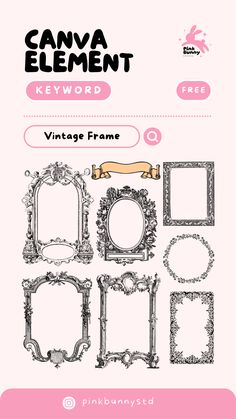 an image of vintage frames for photoshopped with the text canva element keyword