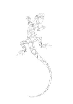 a drawing of a lizard on a white background