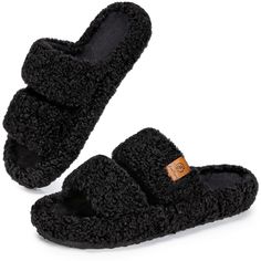 PRICES MAY VARY. SIMPLE YET STYLISH ESTHETIC: These ladies slippers’ classic double strap silhouette with cute furry faux fur never goes out of style - and they’re super easy to pair with every outfit, too. They are perfect wardrobe staple and bedroom slippers for women of any ages and styles COMFORTABLE MATERIALS: These comfort-boosting open-toe slippers come together with premium sorted faux fur uppers and soft linings, lending a stylish yet pairing-with-anything finish. They are easy to maint Two Strap Slippers, Ladies Slippers, Comfy Slippers, Open Toe Slippers, Bedroom Slippers, Cute Slippers, Slippers For Women, Fuzzy Slippers, Perfect Wardrobe