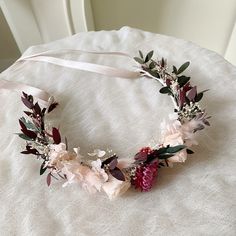 ❤❤Product Description ❤❤ Say hello to our Bordeaux flower crown! A perfect mix of blush pink and burgundy - perfect for a baby shower or a sweet Autumn wedding. The flower crown is meant only for the front half of the head.  A ribbon is attached at the end and will enable you to adjust and tighten it onto your head.  ❤❤Local/Curbside Pickup❤❤ We offer Curbside pickup to our workshop by appointment only. Use the code "LOCALPICKUP" upon checkout to void the shipping fee. We are located at: 97 Mait Dried Flower Crown, Wedding Flower Crown, Boho Flower Crown, Dried Flowers Wedding, Pink And Burgundy, Christmas Flower Arrangements, Flower Crown Wedding, Crown Wedding, Dried Flower Bouquet