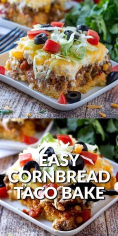 easy cornbread taco bake with black olives