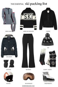 Ski Trip Packing List Nye Ski Trip, Ski Woman Aesthetic, Packing For Skiing Trip, Ski Clothes Aesthetic, Women Ski Outfit 2023, All Black Ski Outfit Women, Ski Travel Outfit, Skiing Clothes For Women, Ski Lounge Outfits