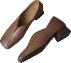 Brown Leather Loafers With Sculpted Heel, Brown Leather Shoes With Contrasting Heel For Work, Brown Leather Shoes With Contrasting Heel For Office, Brown Leather Shoes For Work, Brown Court Shoes With Rubber Sole For Office, Chic Brown Court Shoes With Rubber Sole, Brown Court Shoes With Sculpted Flat Heel, Business Brown Court Shoes With Rubber Sole, Brown Business Court Shoes With Rubber Sole