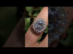 three different views of an engagement ring