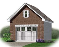 this is an artist's rendering of a two - car garage with the front door open