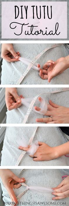 the instructions for how to make an easy diy tutu skirt with ribbon and tape