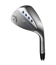 a golf club with four blue eyes on it's face and the back of its head