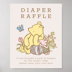 Classic Pooh & Piglet Baby Shower Editable Blank Rumbly In My Tumbly Pooh Sign, Winnie The Pooh Baby Shower Ideas Decor, Winnie The Pooh Baby Shower Games, Winnie The Pooh Diaper Raffle, Pooh Decorations, Winnie The Pooh Balloon, Winnie The Pooh Party, Baby Piglets, Peach Baby Shower