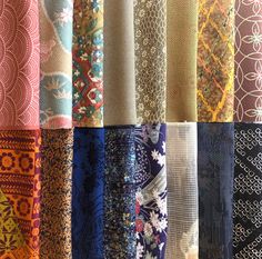 many different types of fabrics are shown in multiple rows, each with an intricate design