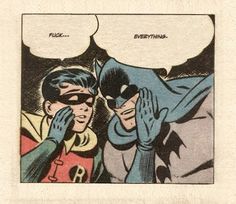 batman and robin wayne talking to each other with speech bubbles above their heads that say nothing is true