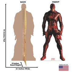 The new "Marvel Timeless Collection" features some of Marvel Comics' most iconic characters. Daredevil (alter ego of Matt Murdock) first appeared in his own comics title in 1964. The sightless superhero appears on this lifesize (6' 2" tall) cardboard cutout. You can hang it on a wall like a poster, or use the attached easel fold-out piece to make it free-standing. Comes folded for shipping purposes. This item is printed to order and most orders go out within 2 business days but please allow up t Daredevil Marvel, The Daredevil, Matt Murdock, Cardboard Cutout, Alter Ego, Iconic Characters, Free Standing, Marvel Comics, Deadpool