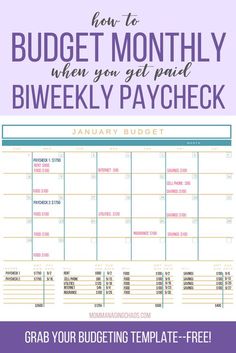 a printable budget sheet with the text how to budget month when you get paid