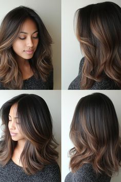 26 Low Maintenance Brunette Balayage Ideas Easy Maintenance Hair Color Brunette, Easy Maintenance Hair Color, Low Maintenance Brunette, Hair Color Brunette, Deep Brown Hair, Wavy Layered Hair, Balayage Ideas, Effortless Hair, Hair Falls