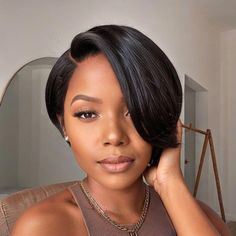 Bobs On Black Women Real Hair, Very Short Bob Black Women, Black Crowns, Polished Hair, Long Hair Wigs, Short Hair Wigs, Sassy Hair, Bob Hair, Black Hairstyles