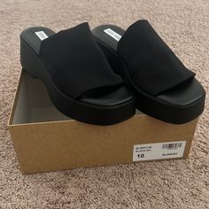 Almost Fits Like A 9.5, Could Possibly Size Up Spring Black Heels With Textured Footbed, Modern Heels With Textured Footbed And Round Toe, Black Heels With Textured Sole For Spring, Black Cushioned Slip-on Heels, Black Slip-on Heels With Ortholite Insole, 90s 00s, Steve Madden Shoes, Women's Shoes Sandals, Steve Madden