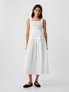 Gap Summer Midi Dress By Gap, Gap X Doen, Cute White Gap Dress, Gap Midi Beach Dress, Gap Cotton Sundress, Eyelet Midi Dress, Glamorous Fashion, Wardrobe Wishlist, Eyelet Dress