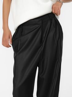 High rise trouser with wide leg and an unbalanced fly at waistband. Creates a stunning silhouette and interesting design. Model is in MINUSEY S. ✔️ Free worldwide express shipping over $100✔️ Loved by 6,500+ customers✔️ Limited edition collections, maximum style⠀⠀⠀⠀⠀⠀⠀⠀⠀Stay ahead of the trend with can’t-find-anywhere-else staples. Your closet will thank you 💕 * MINUSEY S = EU 34, US 2* MINUSEY M = EU 36, US 4* 10% Wool / 60% Polyester / 28% Rayon / 2% Spandex* Dry clean* Made in Korea - Model Height: 172cm/5'7" (US2, EU34) Modern Wide-leg Evening Pants, Modern Evening Trousers, Wide Leg Evening Bottoms With Belt Loops, Modern Wide Leg Bottoms With Elastic Waistband, Modern Wide Leg Pants With Elastic Waistband, Elegant Baggy Wide-leg Harem Pants, Elegant High Waist Baggy Pants, Elegant Baggy Dress Pants, Elegant Baggy Dress Trousers