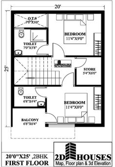 the floor plan for a small house with two bedroom and an attached bathroom, which is also