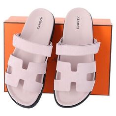 Top Rated BNIB New Hermes Womens Suede Sandals Chypre Rose Porcelaine Pink Size 39.5, Bags Spring Luxury Pink Slides, Luxury Pink Sandals For Vacation, Luxury Pink Sandals For The Beach, Luxury Pink Round Toe Sandals, Luxury Pink Sandals With Round Toe, Suede Sandals, Top Rated, Women's Shoes Sandals, Bags Handbags