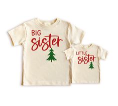 Celebrate the holiday season with our "Big Sis Lil Sis Matching Sibling Christmas Short Sleeve Shirts"! These delightful shirts are designed to celebrate the bond between sisters with a festive twist, featuring: Key Features: Design: Coordinating set with one shirt proudly stating "Big Sis" and the other "Lil Sis," adorned with cheerful Christmas-themed graphics or messages. Material: Soft and comfortable fabric ensuring a lightweight and breathable feel perfect for festive activities. Fit: Clas Sister Christmas Shirts Vinyl, Matching Sibling Shirts, Birthday Wine Glasses, Festive Activities, Christmas Long Sleeve Shirts, Bodysuit Style, Christmas Baby Announcement, Big Sister Little Sister, Crafting Inspiration