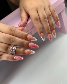 Cute Pink Nail Ideas, Acrylic Nail Designs Classy, Pink Nail Ideas, Hard Nails, Summer Toe Nails, Swarovski Nails, Simple Acrylic Nails