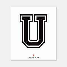 the letter u is made up of black and white letters, with a red heart