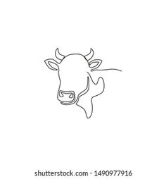 a cow's head is drawn in one line