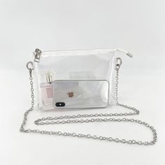 Free U.S. shipping. Style:  , color:White, suite for season：Spring, Summer, Autumn ，Beach, Dancing Club, Going out, Music Festival, Party, Material PVC, Silver Zip Clear Purse Transparent Beach Bag with Removable Chain White Shoulder Bag With Chain Strap For Summer, White Chain Strap Shoulder Bag For Summer, White Bag With Clear Strap For Summer, White Summer Bag With Clear Strap, Clear Evening Bags With Clear Strap, Clear Summer Bags Ideal For Gifts, Trendy White Bag In Clear Plastic, White Clear Plastic Bag For Daily Use, Trendy White Clear Plastic Bag