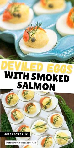 deviled eggs with smoked salmon are an easy appetizer to serve at any party