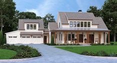 this is an artist's rendering of the front elevation of these houseplans