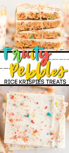 fruity pebbles rice krispies treats with sprinkles on them