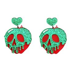 PRICES MAY VARY. TAKE A BITE: These are the perfect poison apple earrings for women, teens, and adults. Do you love Snow White? Or classic movie props? Then these earrings are perfect for you! A great affordable Snow White Halloween cosplay or Halloween Costume accessory! GREAT FOR ANY EVENT: Don’t limit these earrings just for Halloween. These are the perfect earrings for all events! Great for those movie lovers, cosplayers, or those who just love a fun affordable earring! These are great for d Poison Apple Costume, Snow White Witch, Skull Apple, Snow White Poison Apple, Apple Costume, Evil Queens, Apple Earrings, Poison Apple, Witch Earrings