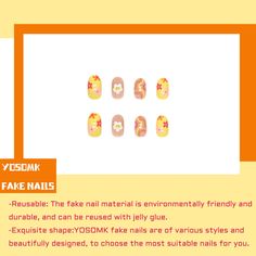 Round Fake Nails, Nails Short Round, Cute Press On Nails, Quick Nail, Nails Yellow, Clean Nails