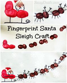 fingerprint santa sleigh craft for kids to make with the help of reindeers