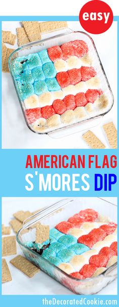 an american flag dessert with marshmallows and graham crackers