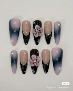 Flower Y2k, 2024 Nails, Nails 3d, Floral Nail, Y2k Nails, Double Sided Adhesive Tape, Nails 2023, Prom Nails