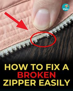 Fix a broken zipper Zipper Problems, Fix Broken Zipper, Fix A Zipper, Zipper Repair, Broken Zipper, Diy Clothes Life Hacks, Sewing Stitches