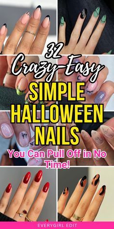 Simple Halloween Nails Coffin, Short Simple Halloween Nails, Halloween Nails Short Simple, Cute Simple Halloween Nails, Simple Halloween Nail Designs, Simple Halloween Nail, Simple Halloween Nails, Fun Halloween Nails, Halloween Nail Art Easy