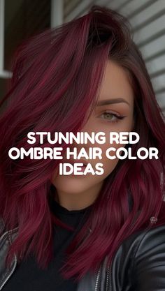 Stunning red ombre hair color ideas blend rich shades of red with subtle fades into darker or lighter hues. Popular options include fiery red transitioning into copper or strawberry blonde at the tips, or burgundy blending into a dark, deep red base. You can experiment with bright, bold shades like ruby red, or opt for deeper, more sophisticated tones like wine and mahogany. These styles are perfect for adding dimension and creating a striking, vibrant look. Let me know if you'd like more details or inspiration! Burgundy Ombré Hair, Wine Red And Blonde Hair, Black To Dark Red Ombre Hair, Blonde Roots Red Ends, Dark Red And Purple Hair, Bright Red Balayage Hair, Magenta Ombre Hair, Red Ombre Hair Color, Ombre Red Hair