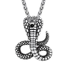 PRICES MAY VARY. ✍Material: Made of 316L stainless steel, will never rust, corrode, non-deformable, and hypoallergenic. High polished surface, smooth and comfortable to wear. 🐍Design: Cobra snake pendant necklace for men, snake is seen as a powerful totem that represents the source of life. When snake elf animals appear in your life, it may mean opportunities for healing, changes, important transitions, and increased energy are emerging. 📌Dimensions: Pendant size: 1.5''*1.24''; Chain length: 2 Cobra Snake, Python Snake, Wiccan Jewelry, Halloween Necklace, Snake Pendant, Increased Energy, Mens Jewelry Necklace, Snake Necklace, Necklace For Men