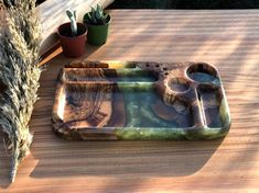 Weed Cannabis Rolling Tray with Unique Art , Wooden and Resin, Epoxy, smoking accessories, Smoker Gift. Custom Rolling Tray, Kate Moss Street Style, Cigars And Whiskey, Rolling Tray, Cnc Projects, Table Top Design, Diy Pottery, Ceramics Pottery Art, Clay Art Projects