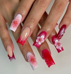 nails, vacation nails, holiday nails, nails 2024, summer nails, summer nails 2024, euro nails, euro nails 2024, euro summer, festival nails, french tips Red And White Nails, 3d Flower Nails, Nagel Tips, Her Nails