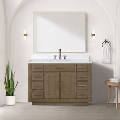 Single sink vanity with under sink storage and eight drawers. Comes with vanity cabinet, top, and faucet set. Midcentury freestanding vanity perfect for a small bathroom. A delightful combination between wood tone colors and a superb white Carrara marble creates a unique decor aesthetic that enhances the entire bathroom decor without sacrificing the functionality of a generous storage space!. Solid wood frame with mdf plywood panels. Grey Oak finish. Carrara Marble Countertop with stacked edge. Bathroom Vanity Designs, Sleek Bathroom, Carrara Marble Countertop, Vanity Design, Bath Cabinets, Single Sink Vanity, Vanity Countertop, Transitional Bathroom Vanities, Double Sink Bathroom Vanity