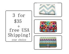 three different purses with the text 3 for $ 39 95 and free usa shipping your choice