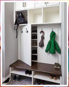 Bedroom Storage Ideas - Not next week, not tomorrow, Take Action NOW! Buy what you need from one of the world's biggest online store. Skjulte Rum, Ikea Shoe Storage, Vstupná Hala, Farmhouse Mudroom, Ikea Shoe, Koti Diy, Coat Closet Organization, Paint Cabinets White