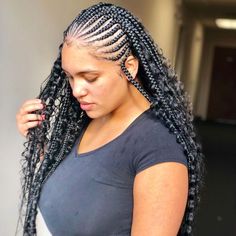 braids fulani braid curls thrivenaija braided variations Fulani Braids Curly Ends, Fulani Braids With Curls, Braids Curly Ends, Hair With Curls, African Braids Hairstyles Pictures, Mama Hair, African Hair Braiding Styles, Braids Hairstyles Pictures, Fulani Braids