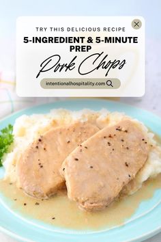 Two pork chops with gravy, a hint of salt and pepper, and mashed potato on the side served on a light blue plate Pork Chops In Crockpot, Crock Pot Pork Chops, Easy Pot Roast, Crock Pot Pork, Pork Chop Recipes Crockpot, Crockpot Pork Chops, Easy Meals For Two, Crockpot Recipe, Crockpot Pork