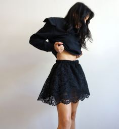 Transparent Skirt, Voluminous Skirt, Lace Mini Skirt With Pockets, Bell Shape Mini Lace Skirt, See Through Lace Skirt In Black Or White, Voluminous Mini Skirt, White Lace Skirt, Bell Skirt Mini Dress, Black Mini Lace Skirt With Pockets. OUTFIT : are 3 items : dress, separate lace skirt, short jacket... https://www.etsy.com/listing/1667391225/set-short-jacket-and-sleeveless-mini COLORS Always in black and white and different colors upon request. MATERIALS Lace, tulle under the skirt, elastic band. SIZE Pls let us know for a perfect fit on you or for the person you like to give it - your height - circumference waist - circumference hips -the total length you will like it from the waist to down the hem PRICE Enjoy the Coupon 30% off when you buy 3 items with the code: SPECIALDISCOUNT Or the d Voluminous Lined Mini Skirt, Black Voluminous Mini Skirt For Spring, Voluminous Black Mini Skirt For Spring, Black Voluminous Flared Mini Skirt, Black Voluminous Mini Skirt, Black Flared Mini Skirt With Relaxed Fit, Black Flowy Full Mini Skirt, Voluminous Pleated Mini Skirt, Black Relaxed Full Mini Skirt